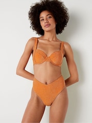 Victoria's Secret PINK Tangelo Orange Brazilian Shimmer High Waist Cheeky Bikini Bottom - Image 1 of 5