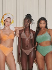 Victoria's Secret PINK Tangelo Orange Brazilian Shimmer High Waist Cheeky Bikini Bottom - Image 3 of 5
