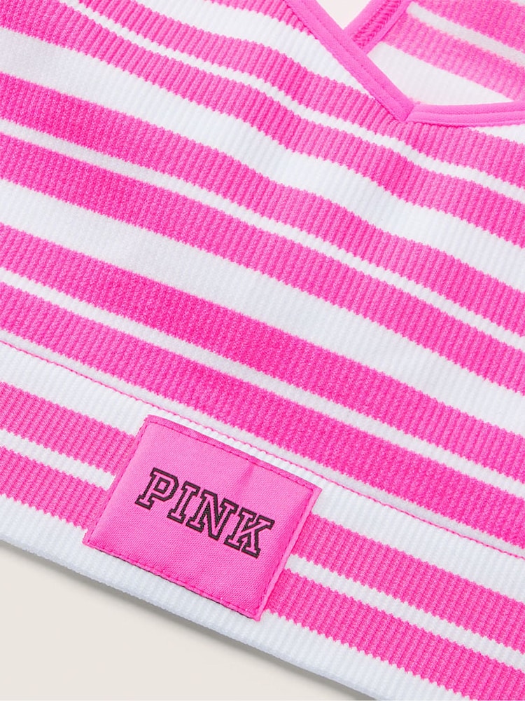 Victoria's Secret PINK Atomic Pink Stripe Seamless Racerback Bra - Image 4 of 4