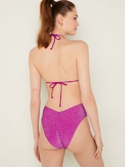 Victoria's Secret PINK Dahlia Magenta Pink Triangle Shimmer Bikini Top - Image 2 of 4