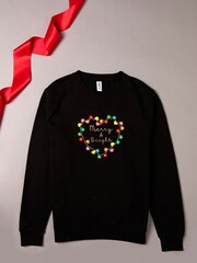 Lipsy Black Womens Christmas Merry And Bright Sweatshirt - Image 2 of 2