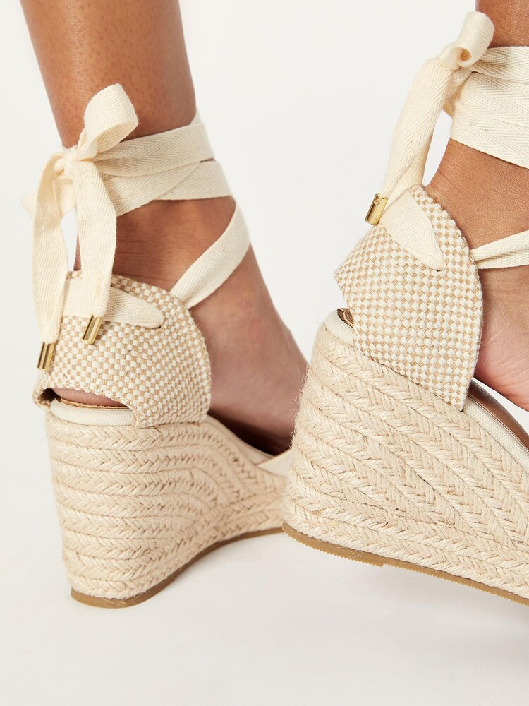 Lipsy Cream Regular Fit Closed Toe Ankle Tie Espadrille Wedges Sandal - Image 4 of 4 Lipsy Cream Regular Fit Closed Toe Ankle Tie Espadrille Wedges Sandal - Image 4 of 4