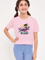 Lipsy Light Pink Sunset Beach Miami Logo Kid's T-Shirt - Image 1 of 1