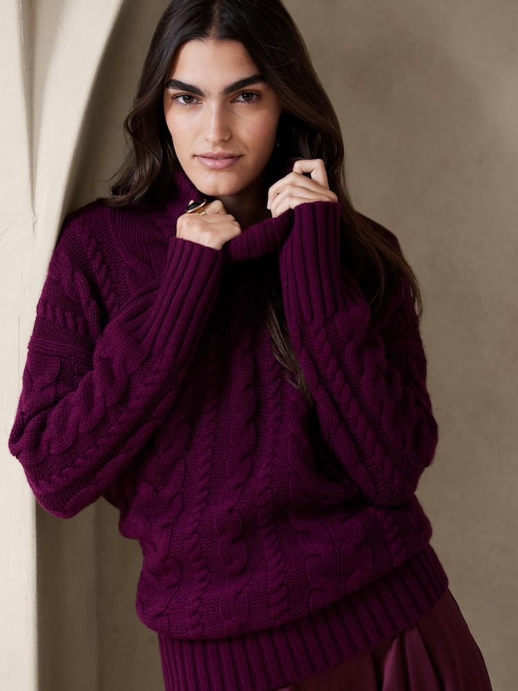 Banana Republic Maroon Breton Merino-Cashmere Jumper - Image 1 of 2 Banana Republic Maroon Breton Merino-Cashmere Jumper - Image 1 of 2