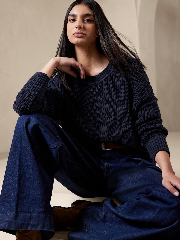 Banana Republic Blue Tiernan Cotton Jumper - Image 1 of 2 Banana Republic Blue Tiernan Cotton Jumper - Image 1 of 2