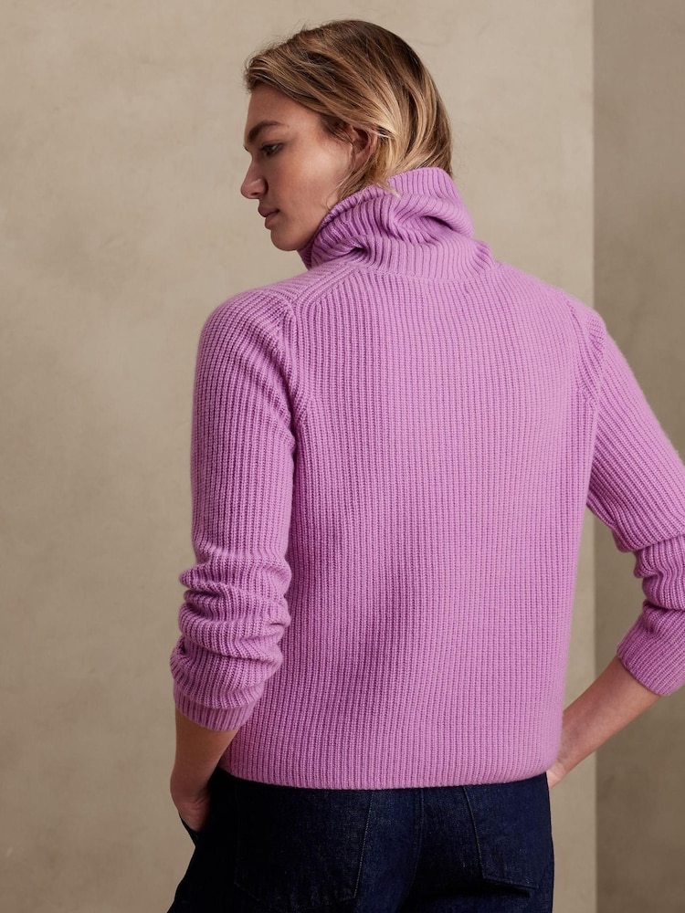 Banana Republic Purple Chiara Cashmere Turtleneck Jumper - Image 2 of 4