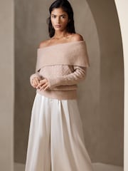 Banana Republic Beige Lustro Off-Shoulder Jumper - Image 1 of 3