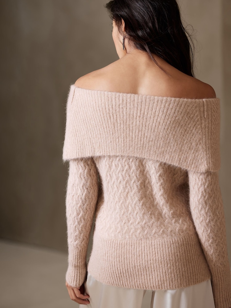 Banana Republic Beige Lustro Off-Shoulder Jumper - Image 2 of 3