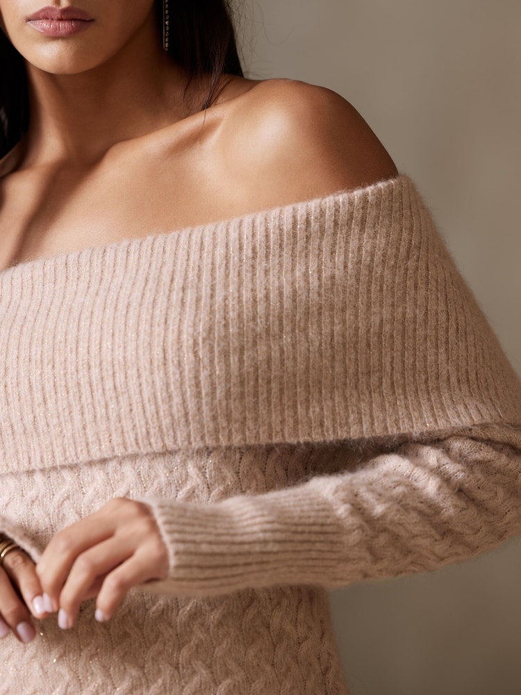 Banana Republic Beige Lustro Off-Shoulder Jumper - Image 3 of 3