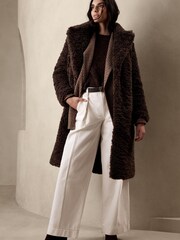 Banana Republic Brown Serres Sherpa Long Over Coat - Image 1 of 1