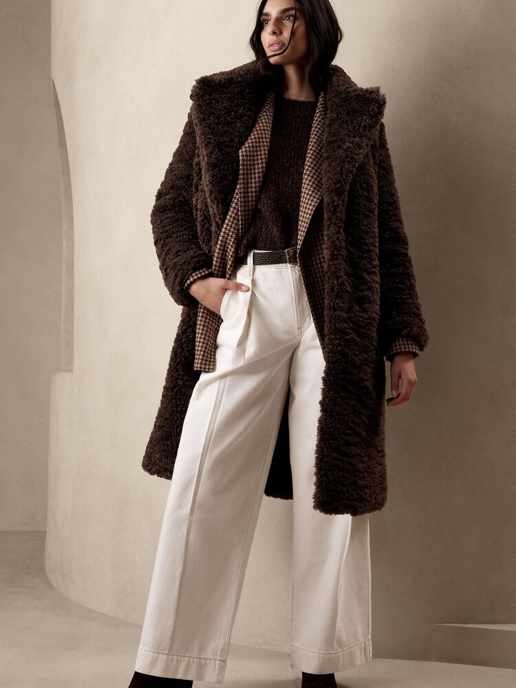 Banana Republic Brown Serres Sherpa Long Over Coat - Image 1 of 1
