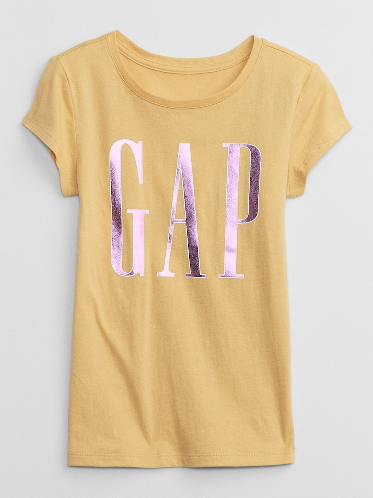 Gap Yellow Metallic Logo Short Sleeve T-Shirt - Image 1 of 1 Gap Yellow Metallic Logo Short Sleeve T-Shirt - Image 1 of 1