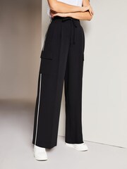 Lipsy Black Wide Leg Pocket Detail Jogger - Image 1 of 1