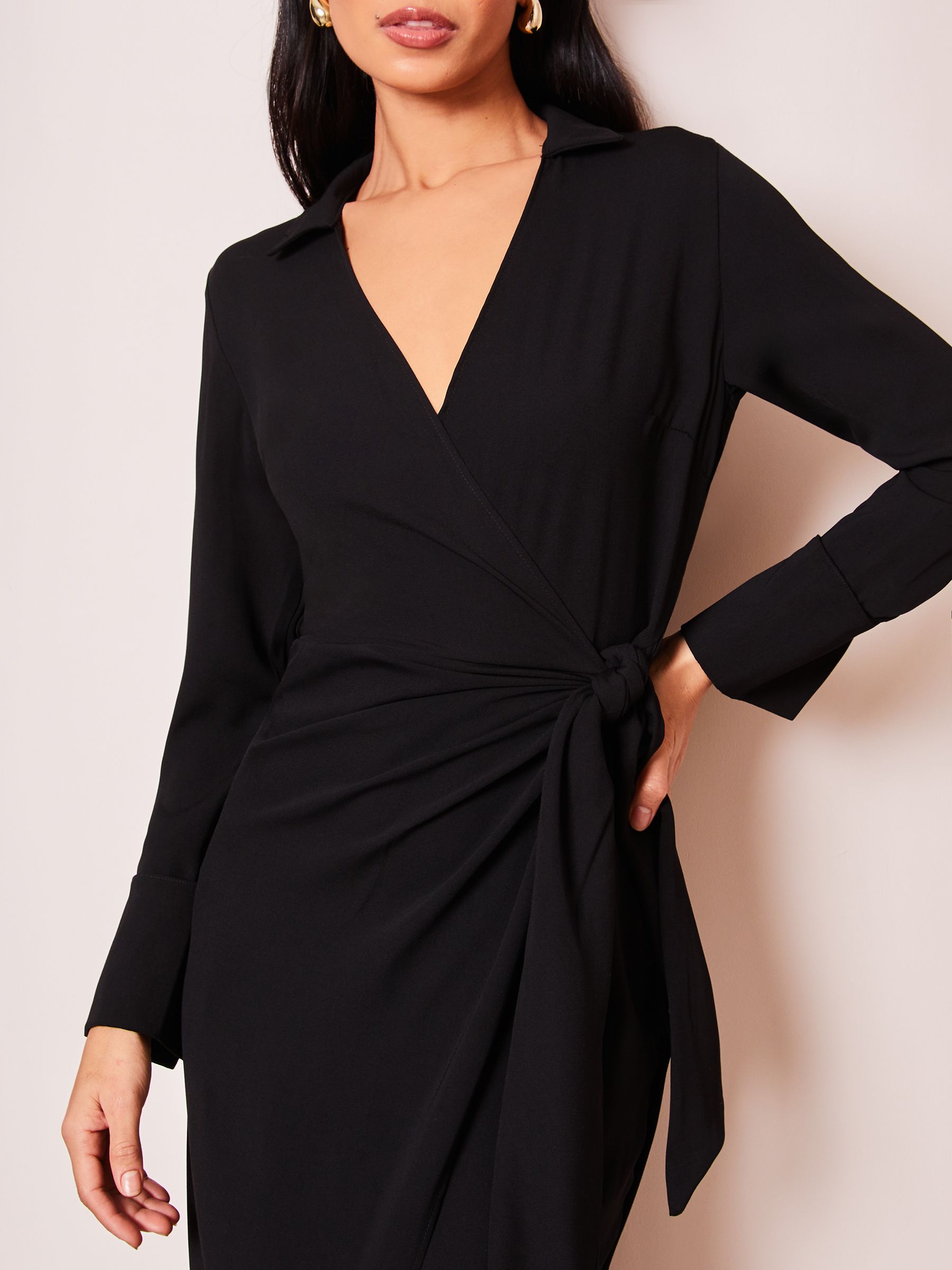 Buy Lipsy Black Long Sleeve Hardware Cuff Wrap Shirt Dress from Next  Luxembourg