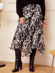 Love & Roses Black/White Animal Printed Ruffle Midi Skirt - Image 2 of 4