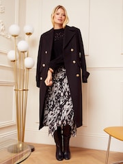 Love & Roses Black/White Animal Printed Ruffle Midi Skirt - Image 4 of 4