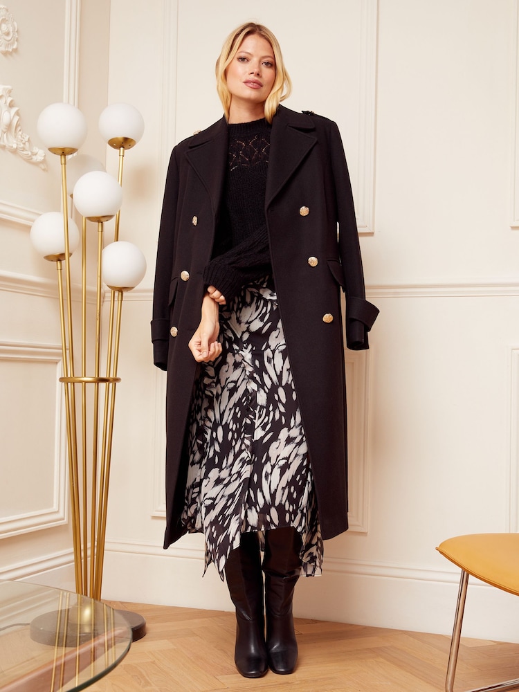 Love & Roses Black/White Animal Printed Ruffle Midi Skirt - Image 4 of 4