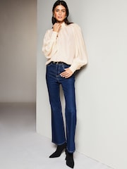 Lipsy Cream High Neck Long Sleeve Blouse - Image 3 of 4