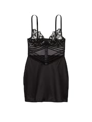 Victoria's Secret Black Shimmer Heart Embroidery Strappy Satin Slip - Image 3 of 4