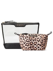 Victoria's Secret Luxe Leopard Brown AM/PM Makeup Bag Duo - Image 1 of 1
