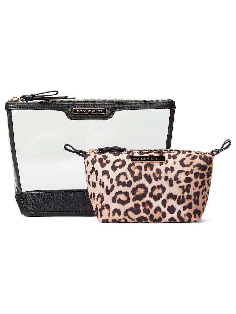 Victoria's Secret Luxe Leopard Brown AM/PM Makeup Bag Duo - Image 1 of 1