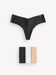 Victoria's Secret Black Nude White Thong 4 Pack Knickers - Image 1 of 5