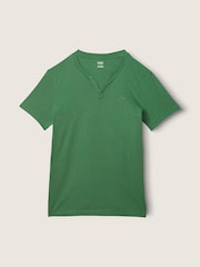 Victoria's Secret PINK Forest Pine Green Cotton ShortSleeve Henley Campus TShirt - Image 4 of 4