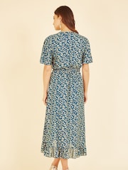 Mela Green Leopard Foil Print Wrap Midi Dress - Image 3 of 4