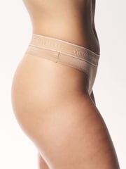 Victoria's Secret Black/White/Grey/Nude Thong Logo 4 Pack Knickers - Image 3 of 5