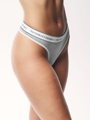 Victoria's Secret Grey Heather Thong Logo 4 Pack Knickers - Image 4 of 7