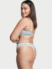 Victoria's Secret Grey Heather Thong Logo 4 Pack Knickers - Image 7 of 7
