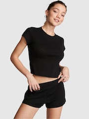 Victoria's Secret PINK Black Heart Pointelle Short Pyjama Set - Image 1 of 4