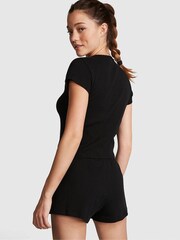 Victoria's Secret PINK Black Heart Pointelle Short Pyjama Set - Image 2 of 4