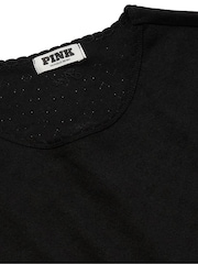 Victoria's Secret PINK Black Heart Pointelle Short Pyjama Set - Image 4 of 4