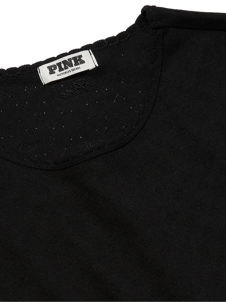 Victoria's Secret PINK Black Heart Pointelle Short Pyjama Set - Image 4 of 4