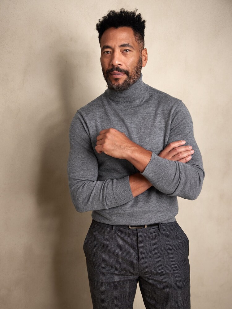Banana Republic Grey Moda Merino Turtleneck Jumper - Image 1 of 1