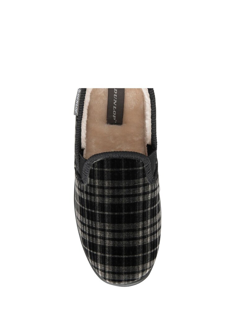 Dunlop Black Regular Fit Full Shoe Velour Slippers - Men's - Image 1 of 4