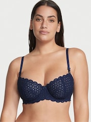 Victoria's Secret Ensign Blue Unlined Balcony Broderie Scalloped Trim Bra - Image 1 of 4