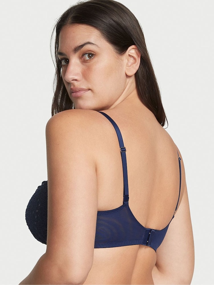 Victoria's Secret Ensign Blue Unlined Balcony Broderie Scalloped Trim Bra - Image 2 of 4