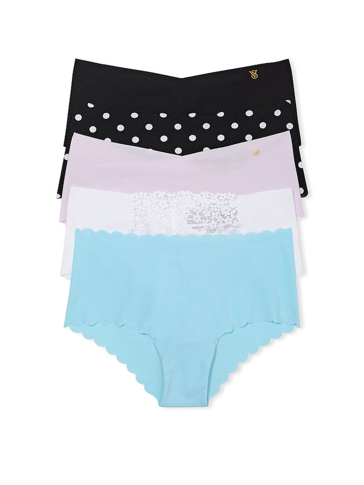 Victoria's Secret Black/Purple/White/Blue Cheeky 5 Pack Knickers - Image 1 of 3 Victoria's Secret Black/Purple/White/Blue Cheeky 5 Pack Knickers - Image 1 of 3