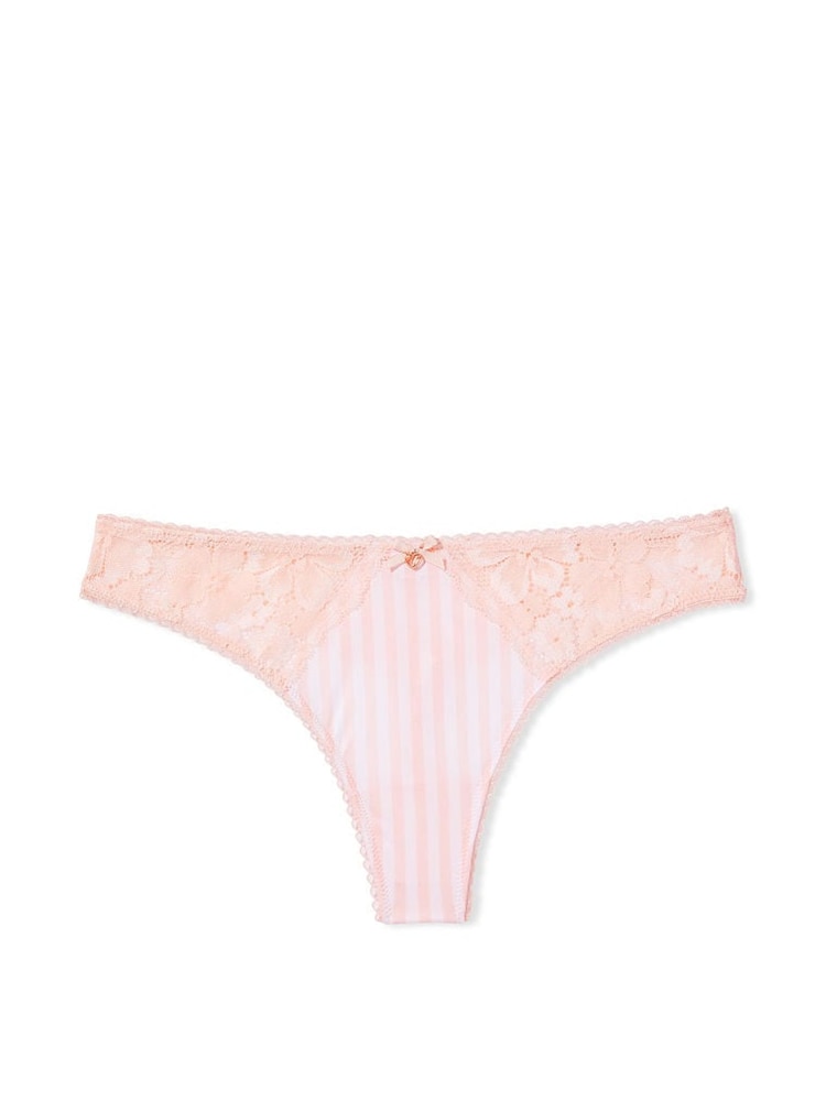Victoria's Secret Purest Pink Stripe Thong Knickers - Image 3 of 3