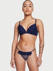 Victoria's Secret Ensign Navy Blue Bikini Broderie Knickers - Image 3 of 4