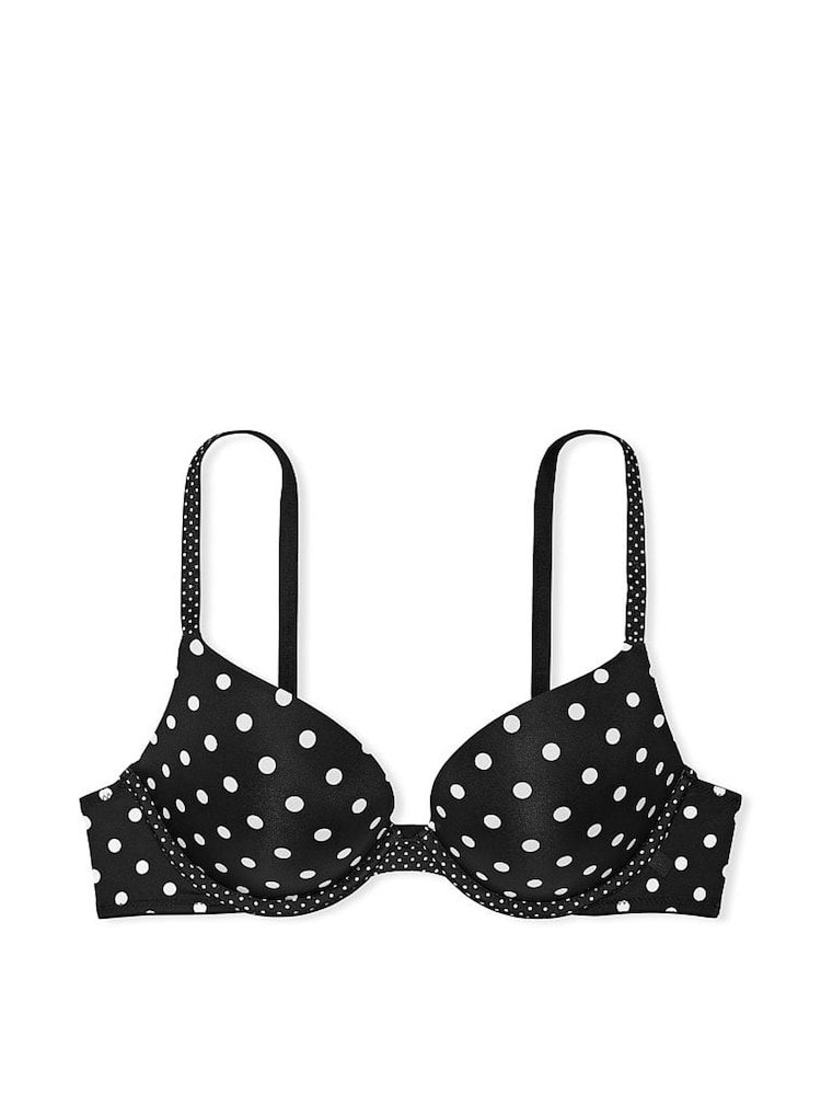 Victoria's Secret Black Dots T Shirt Push Up Bra - Image 1 of 2