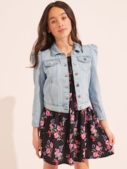 Lipsy Blue Puff Sleeve Denim Jacket - Image 1 of 4