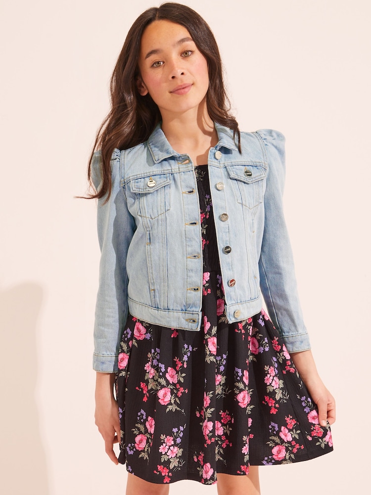 Lipsy Blue Puff Sleeve Denim Jacket - Image 1 of 4