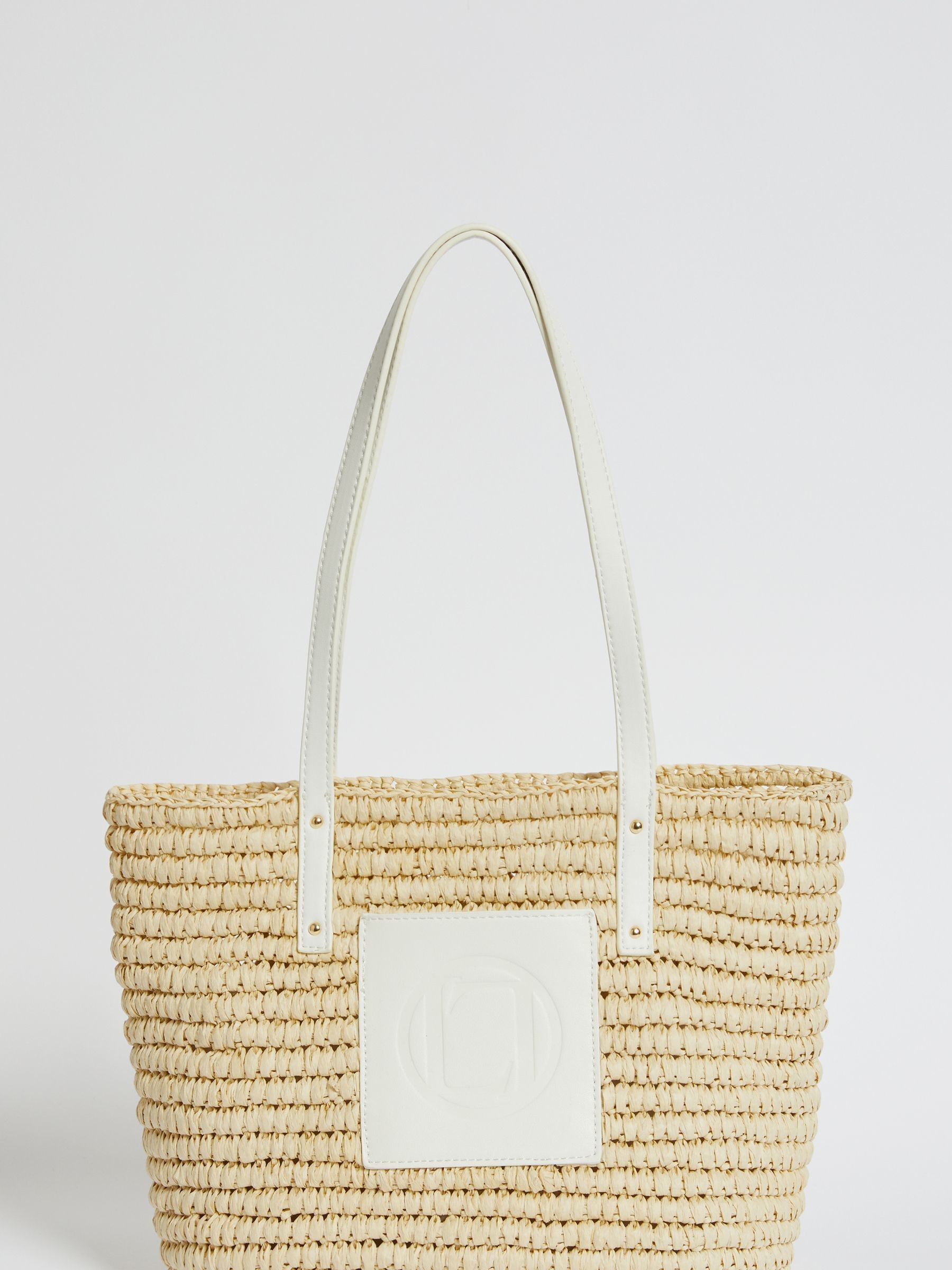 White raffia bag top