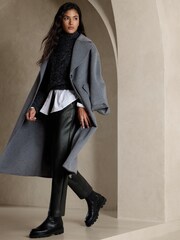 Banana Republic Black Black Faux Leather Trousers - Image 1 of 5