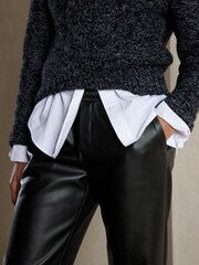 Banana Republic Black Black Faux Leather Trousers - Image 4 of 5