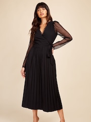 Little Mistress Gepunktetes Midi-Wickelkleid aus Netzstoff - Bild 1 von 4