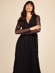 Little Mistress Gepunktetes Midi-Wickelkleid aus Netzstoff - Bild 2 von 4